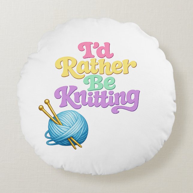 Reversible Knitting Crochet Round Pillow (Front)