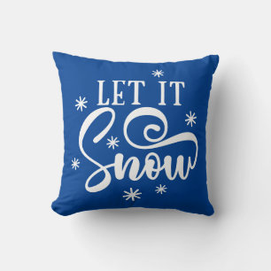 Reversible Let It Snow With Snowflakes Throw Pillow