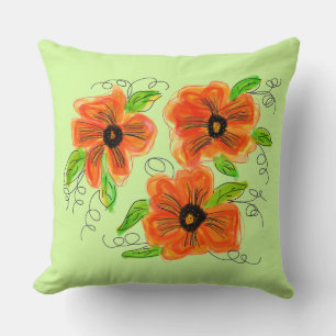 Reversible Light Green To Olive With Orange Throw Pillow