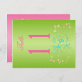 Reversible Lime and Pink Floral Table Number (Front/Back)