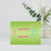 Reversible Lime and Pink Floral Table Number (Standing Front)
