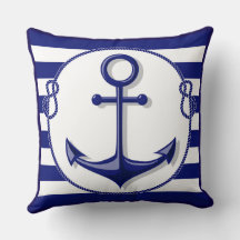 Reversible Marine Blue White Anchor and Rope Frame