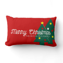 Reversible Merry Christmas and Name Lumbar Pillow