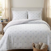 Reversible Nautical Sailboat Striped Duvet Cover