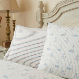 Reversible Nautical Sailboat Striped Pillowcases