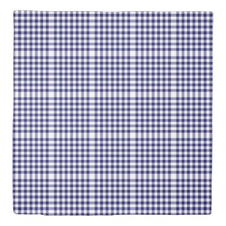 Reversible Navy/Light Blue Gingham Patterns Duvet Cover