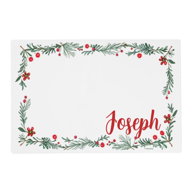 Reversible Noel Floral Christmas Placemat (Back)