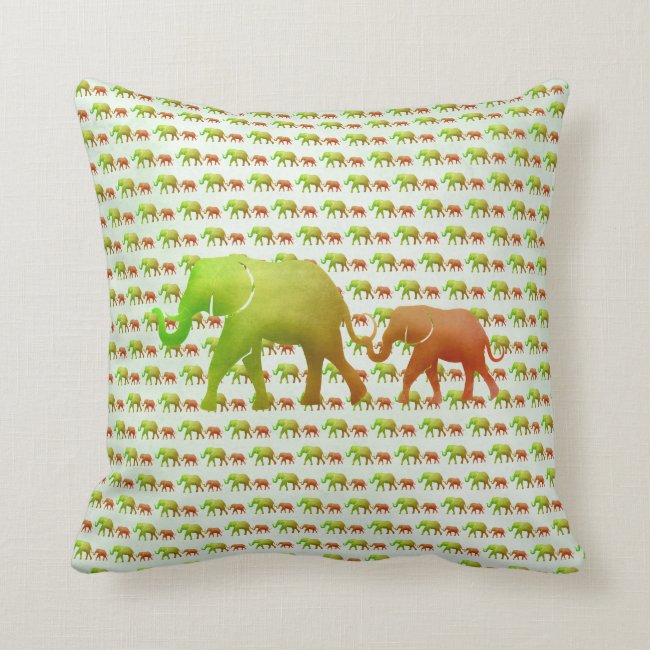 Reversible Ombre Elephants Throw Pillow