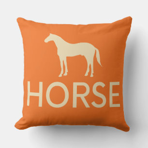 Reversible Orange & Cream Horse Equestrian Throw Pillow