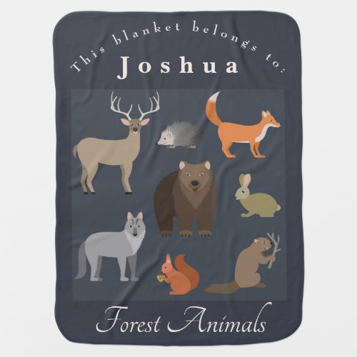 Reversible Personalize Forest Animals Baby Blanket