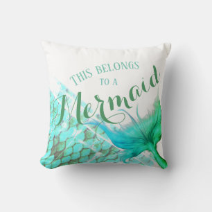 Reversible Personalized Mermaid Name or Message Throw Pillow
