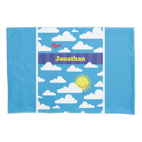 Reversible Personalized Smiling Sun Moon  Stars Pillow Case