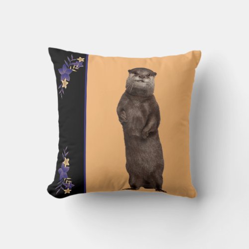 Reversible Picture of Otters Throw Pillow