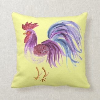 Reversible Pillow - Pastel Rooster/Comic Rooster