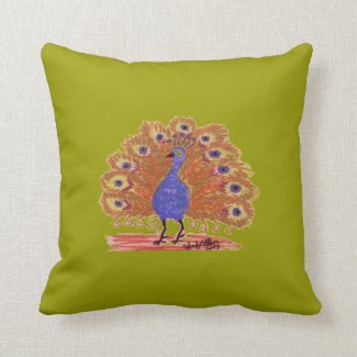 Reversible Pillow - Peacock - Green/Brown