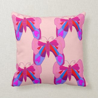 Reversible Pillow - Pink Butterfly