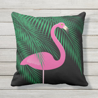 Reversible Pink and Black Flamingo Pillow 1
