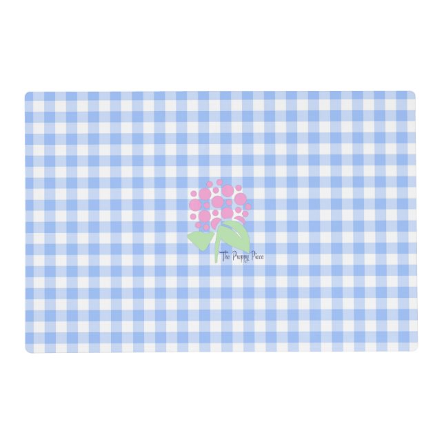 reversible pink and blue gingham placemat (Front)