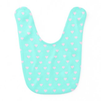 Reversible Pink and Teal Hearts Baby Bib