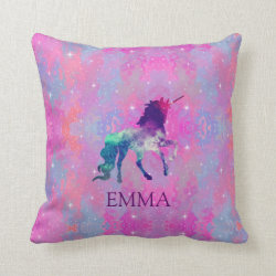 Reversible Pink/Purple Galaxy Unicorn Name Pillow