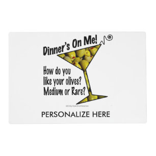 REVERSIBLE PLACEMAT - MEDIUM or RARE MARTINI OLIVE
