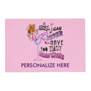 REVERSIBLE PLACEMAT - TOO MANY MARTINIS