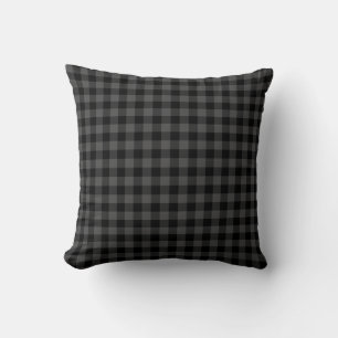 Reversible Plaid -white/black/red Throw Pillow