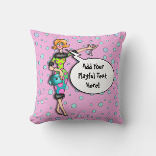 REVERSIBLE Polka Dot Martini Diva American MoJo Pi Throw Pillow