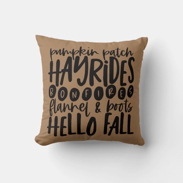 Reversible Pumpkin Patch Hayrides Bonefires Throw Pillow (Front)