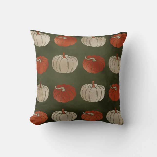 Reversible Pumpkins Fall Throw Pillow (Front)