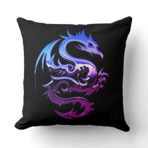 Reversible Purple Metallic Dragon Throw Pillow