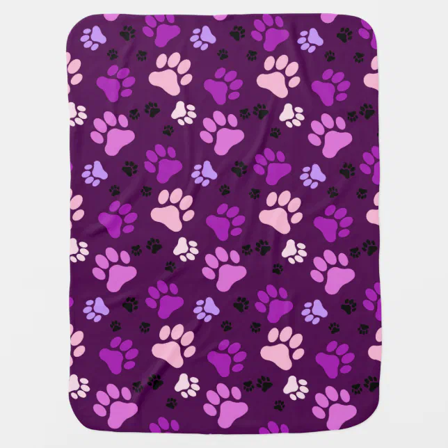 Reversible Purple Paw Print Dog Crate Blanket Zazzle