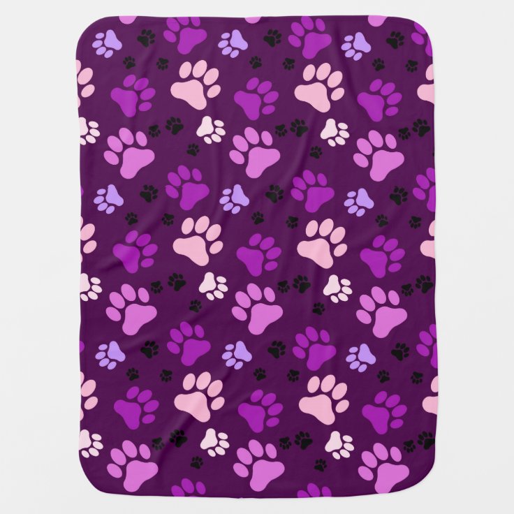Reversible Purple Paw Print Dog Crate Blanket Zazzle