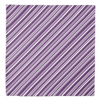 Reversible Purple/White & Gray/Black/White Stripes Duvet Cover