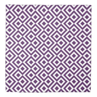 Reversible Purple & White Meander Diamond Zigzags Duvet Cover