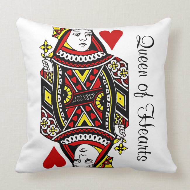 Reversible Queen of Hearts Design Throw Pillow