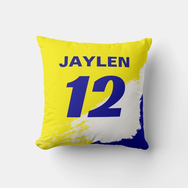 Reversible Racing Inspired Name and Number Throw Pillow (Front)