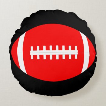 Reversible Red And Black Football Mancave/bedroom Round Pillow by SoccerMomsDepot at Zazzle