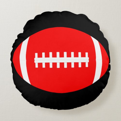 Reversible Red and Black Football MancaveBedroom Round Pillow