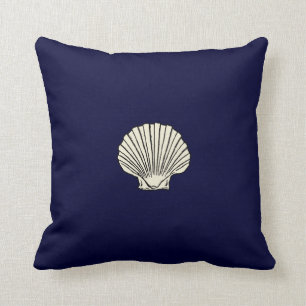 Reversible Red and Blue Seashell Throw Pillow