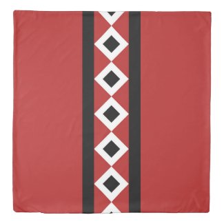 Reversible Red/Black/White Diamond Stripes Pattern Duvet Cover