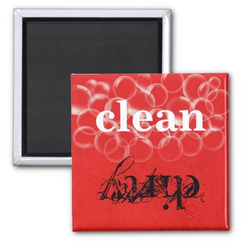 Reversible  Red Dirty Clean Dishwasher Magnet