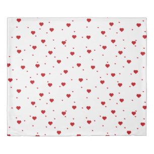 Reversible Red & White Hearts Seamless Pattern Duvet Cover