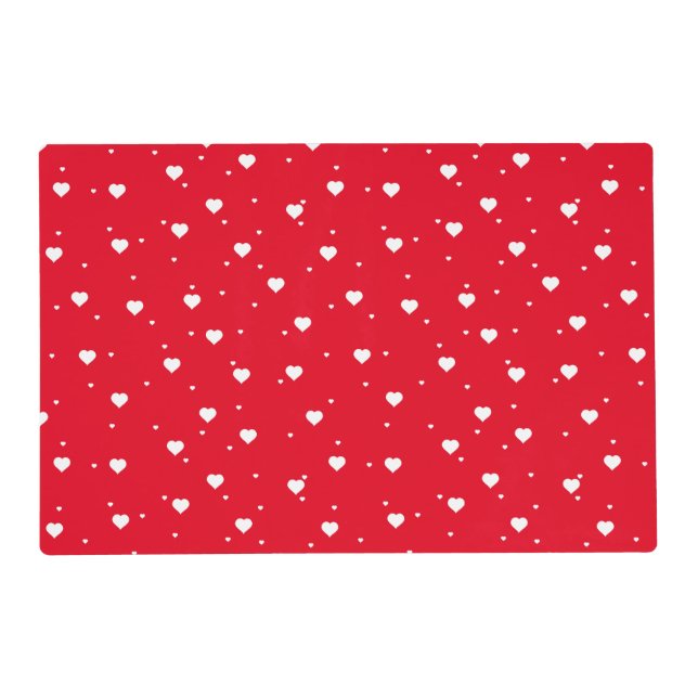 Reversible  Red & White Valentines Hearts Placemat (Front)