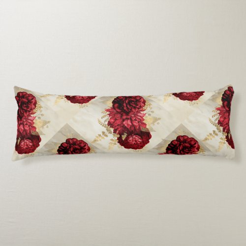 Reversible rose red purple vintage collage print body pillow