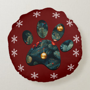 Reversible Snow Holiday Christmas Dog Paw Pillow