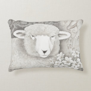 Reversible soft sheep & cow pillow in neutrals