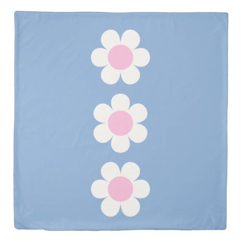 Reversible Spring Flowers Blue  Pink Duvet Cover