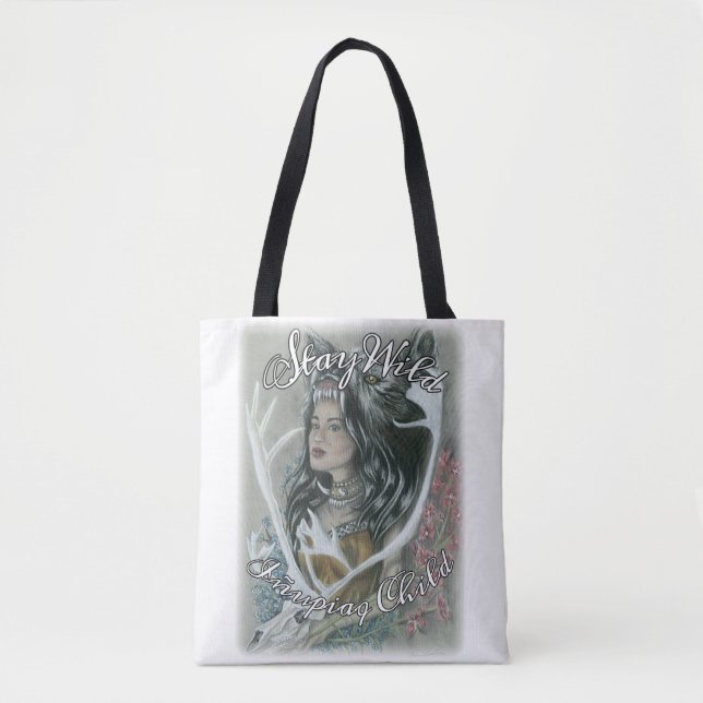 Reversible Stay Wild Inupiaq Child/Natchiq <3 Tote Bag (Front)