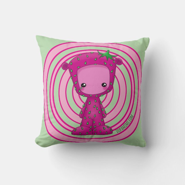 Reversible StrawberriMimi/AppleMimi Throw Pillow (Front)